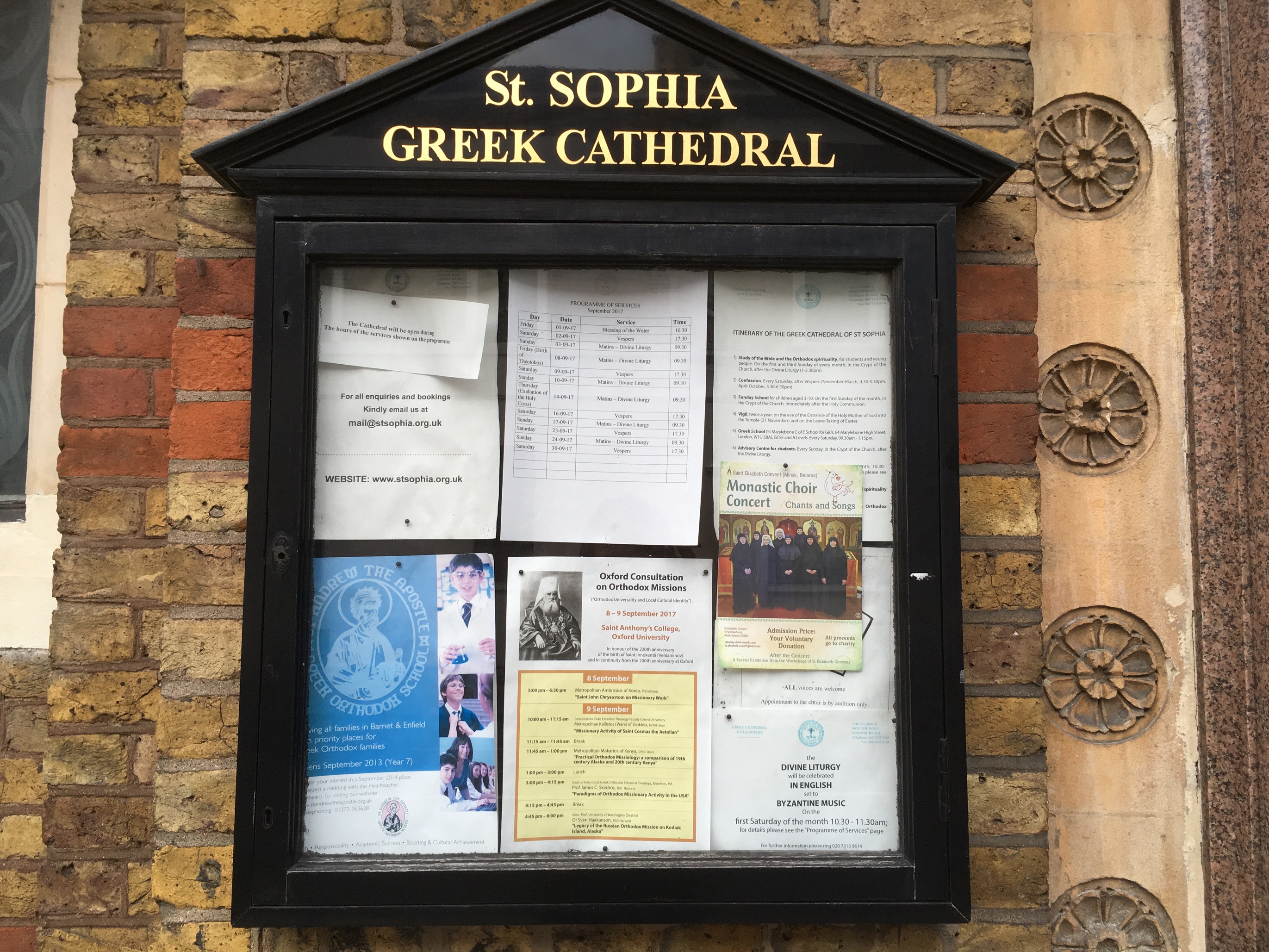St. Sophia Greek Cathedral notice