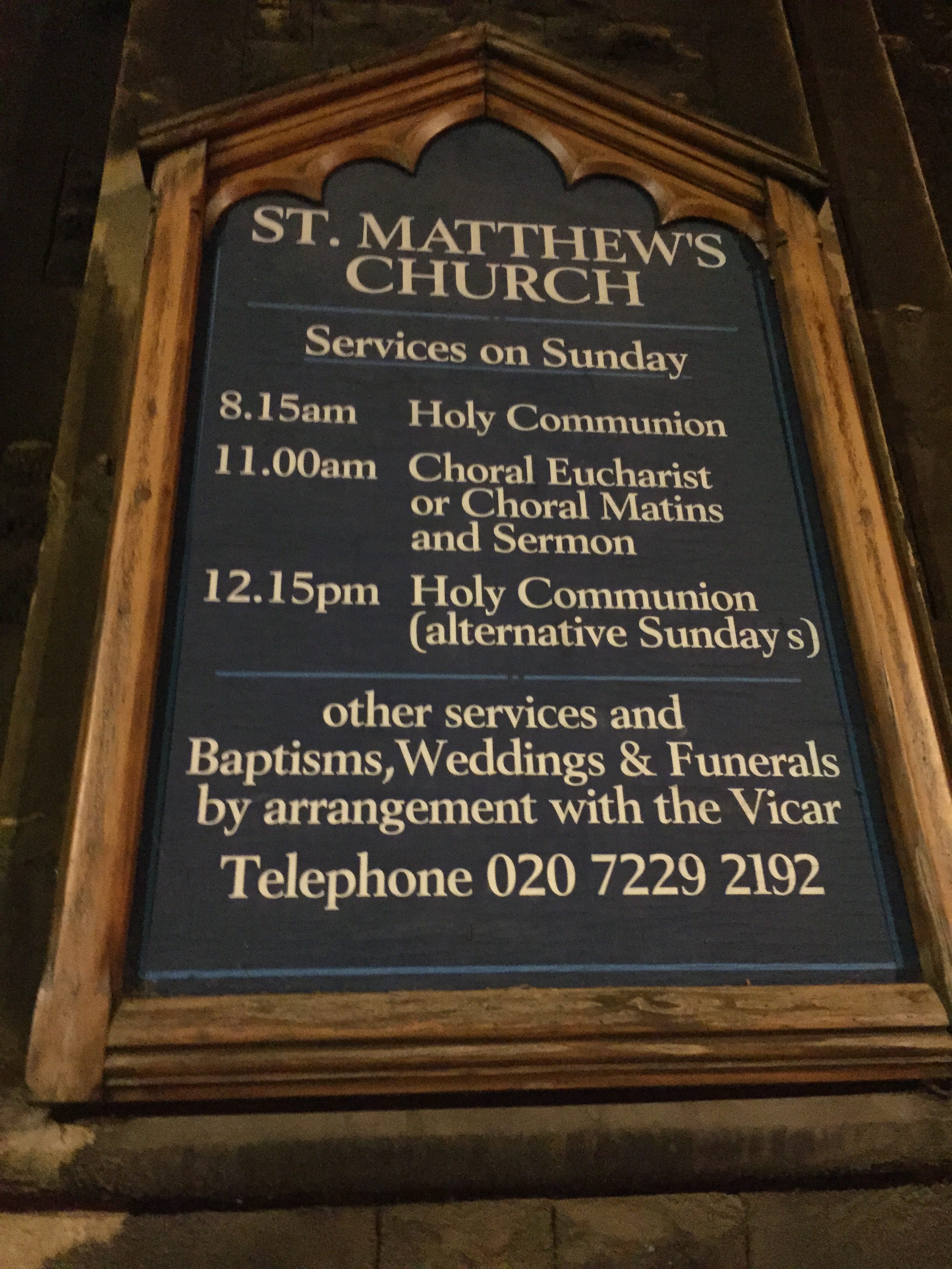 St. Matthew’s Church notice